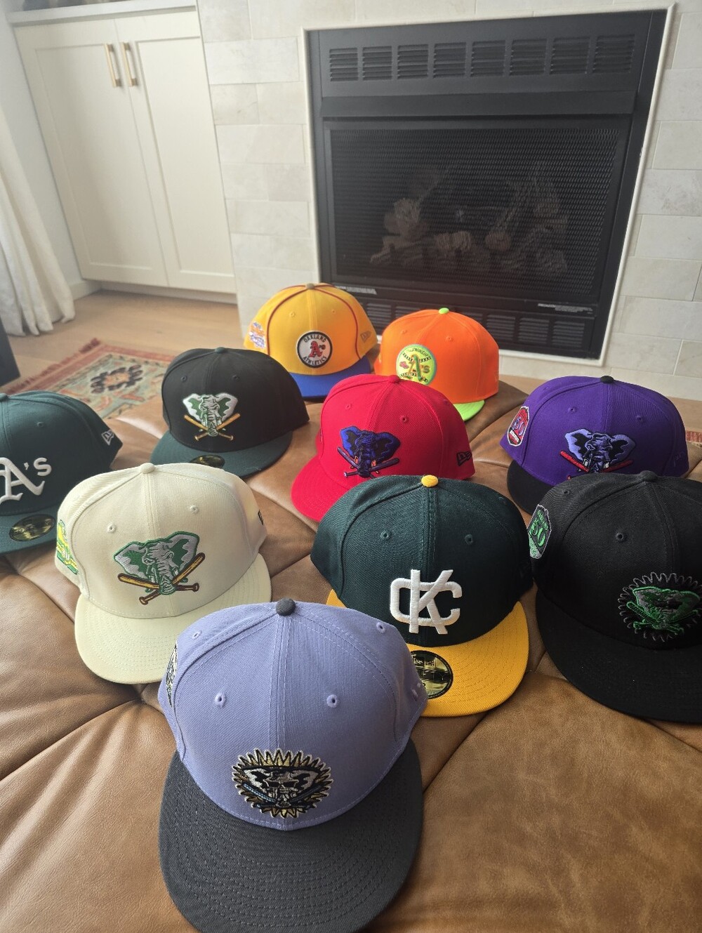 Lot of 10 Oakland Athltics As New Era 5950 MLB Baseball Hats Fitteds Size 8
